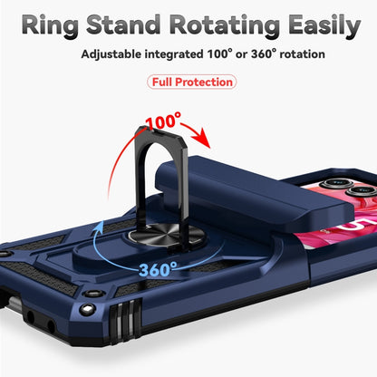 For Motorola razr 50 Sliding Camshield Holder Phone Case(Blue) by buy2fix