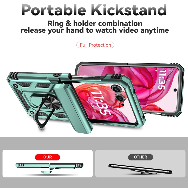 For Motorola razr 50 Sliding Camshield Holder Phone Case(Green) by buy2fix