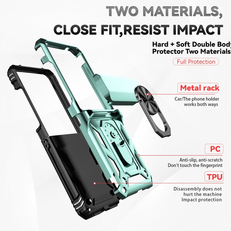 For Motorola razr 50 Sliding Camshield Holder Phone Case(Green) by buy2fix