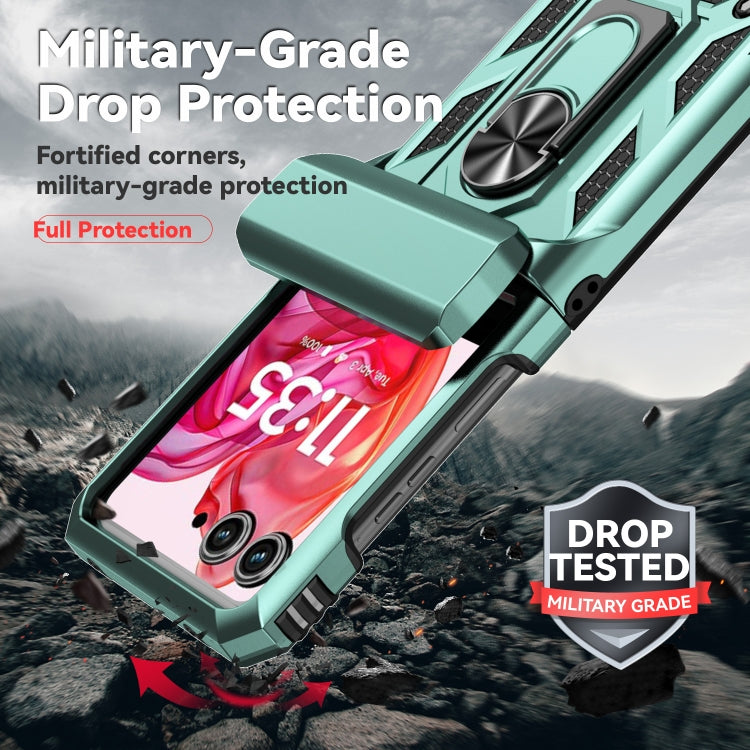 For Motorola razr 50 Sliding Camshield Holder Phone Case(Green) by buy2fix