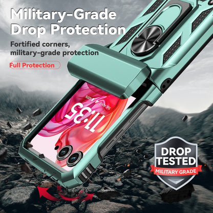 For Motorola razr 50 Sliding Camshield Holder Phone Case(Green) by buy2fix