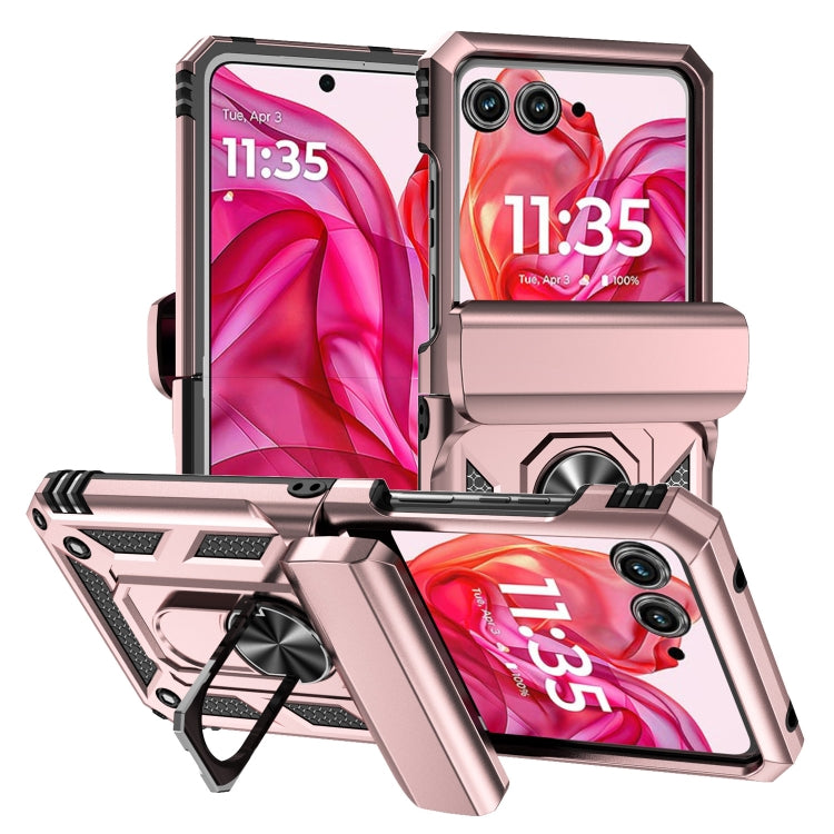 For Motorola razr 50 Sliding Camshield Holder Phone Case(Rose Gold) by buy2fix