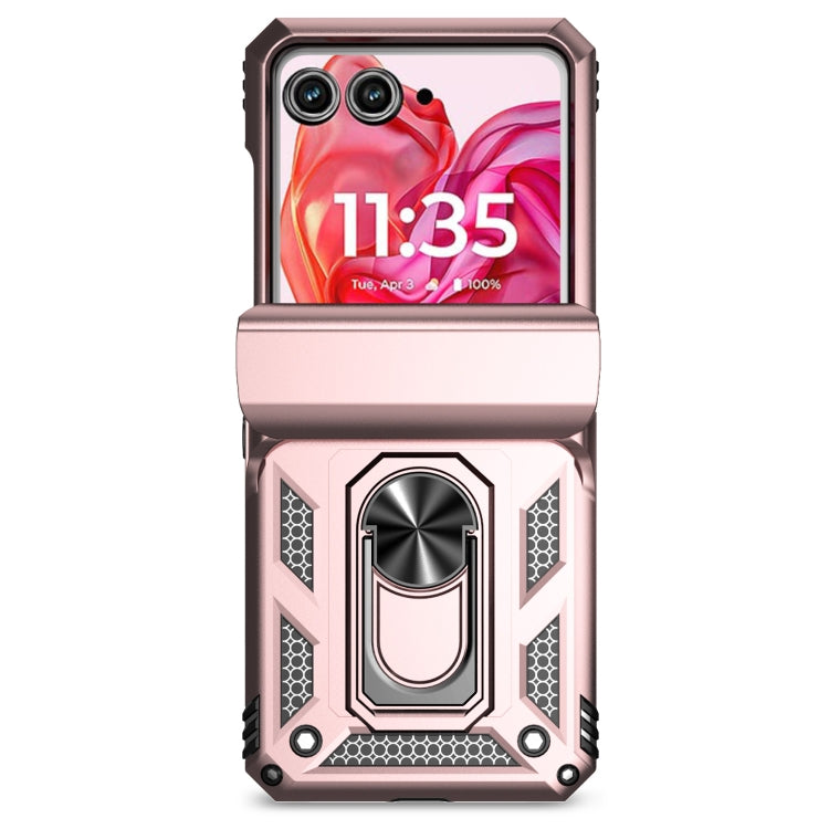 For Motorola razr 50 Sliding Camshield Holder Phone Case(Rose Gold) by buy2fix