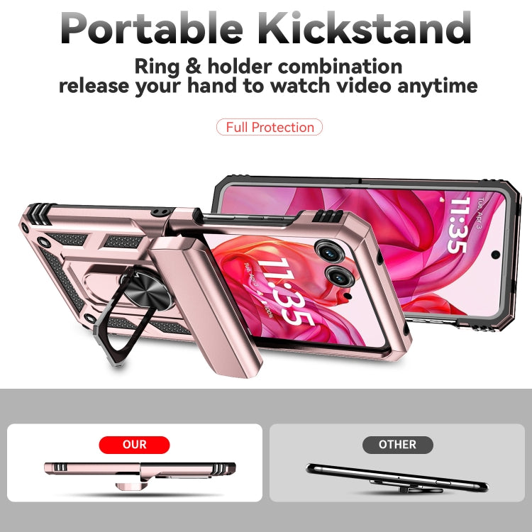 For Motorola razr 50 Sliding Camshield Holder Phone Case(Rose Gold) by buy2fix