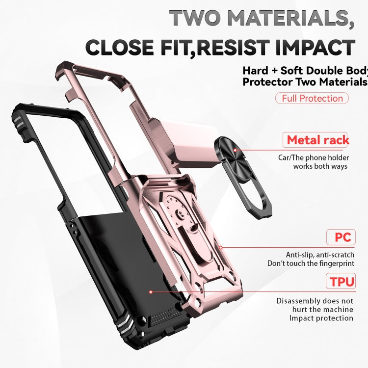 For Motorola razr 50 Sliding Camshield Holder Phone Case(Rose Gold) by buy2fix