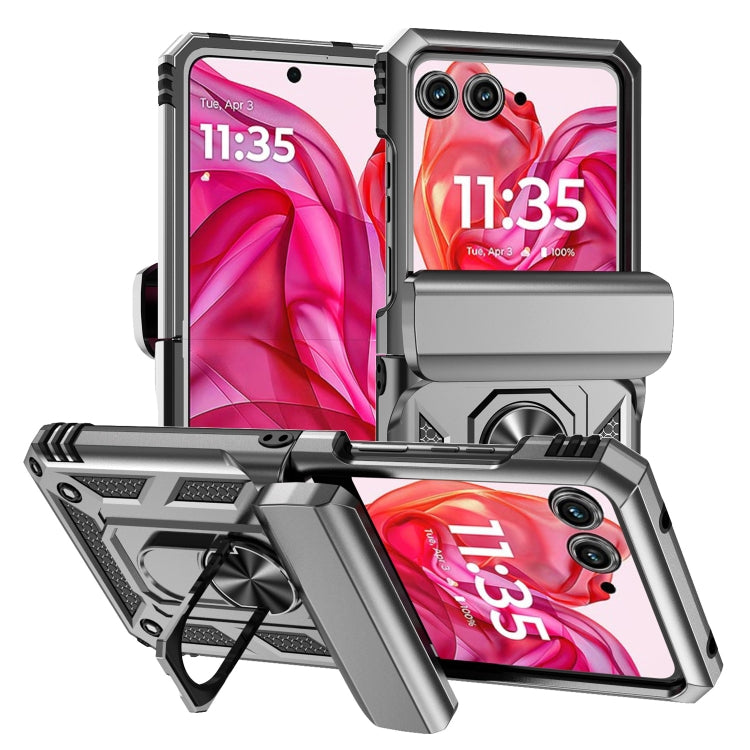 For Motorola razr 50 Sliding Camshield Holder Phone Case(Silver) - Motorola Cases by buy2fix | Online Shopping UK | buy2fix