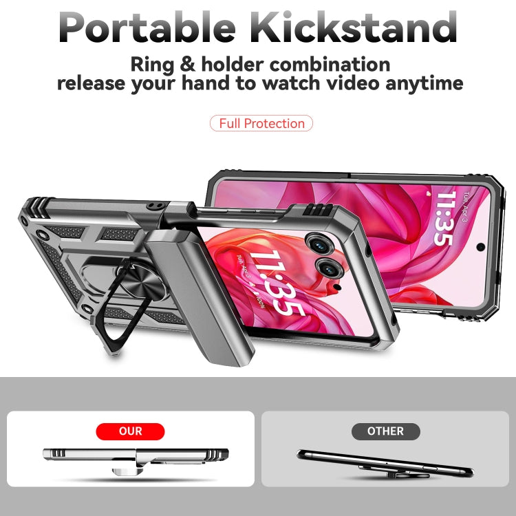 For Motorola razr 50 Sliding Camshield Holder Phone Case(Silver) - Motorola Cases by buy2fix | Online Shopping UK | buy2fix