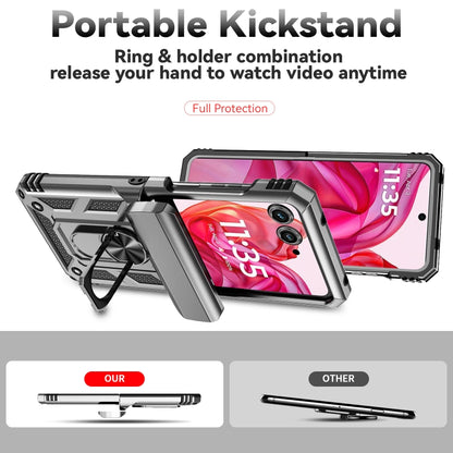 For Motorola razr 50 Sliding Camshield Holder Phone Case(Silver) - Motorola Cases by buy2fix | Online Shopping UK | buy2fix