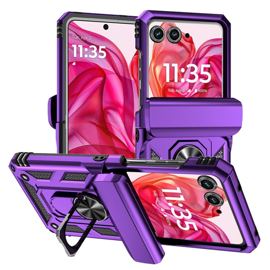 For Motorola razr 50 Sliding Camshield Holder Phone Case(Purple) by buy2fix