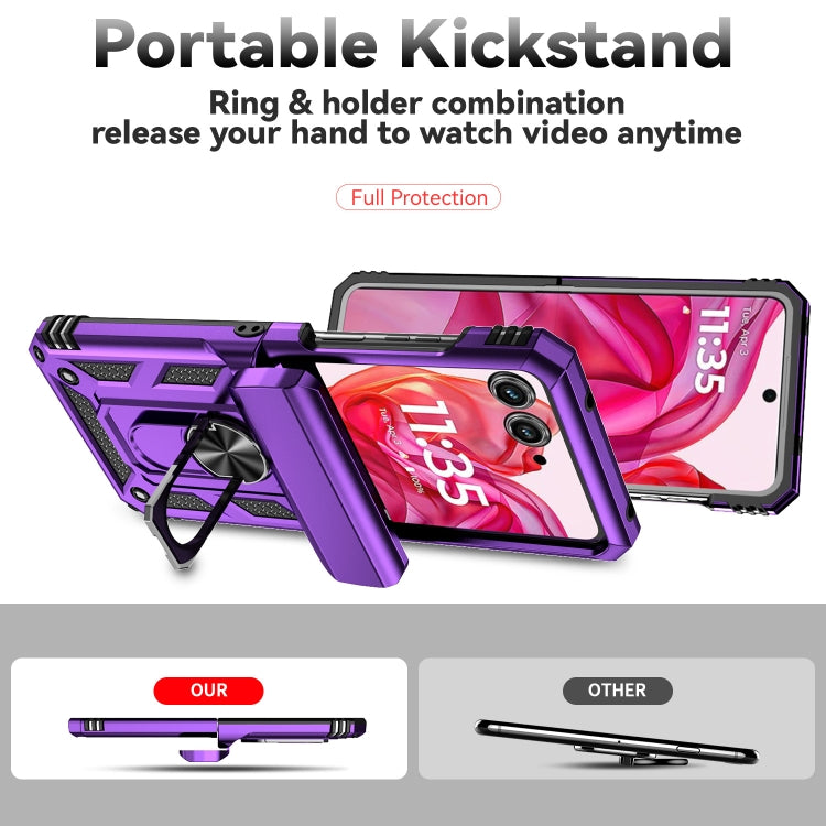 For Motorola razr 50 Sliding Camshield Holder Phone Case(Purple) by buy2fix