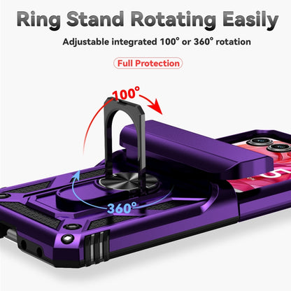 For Motorola razr 50 Sliding Camshield Holder Phone Case(Purple) by buy2fix