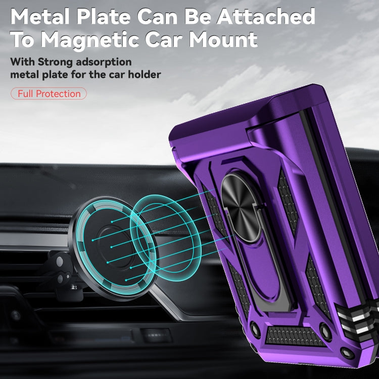 For Motorola razr 50 Sliding Camshield Holder Phone Case(Purple) by buy2fix