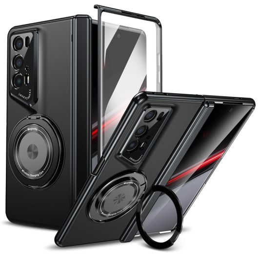 For Honor Magic V2 RSR Porsche Design Gold Medal Rotating Folding Series Ring Holder Phone Case(Black) - Honor Cases by buy2fix | Online Shopping UK | buy2fix