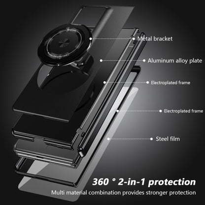 For Honor Magic V2 RSR Porsche Design Gold Medal Rotating Folding Series Ring Holder Phone Case(Black) - Honor Cases by buy2fix | Online Shopping UK | buy2fix
