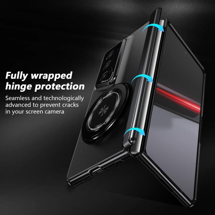 For Honor Magic V2 RSR Porsche Design Gold Medal Rotating Folding Series Ring Holder Phone Case(Black) - Honor Cases by buy2fix | Online Shopping UK | buy2fix
