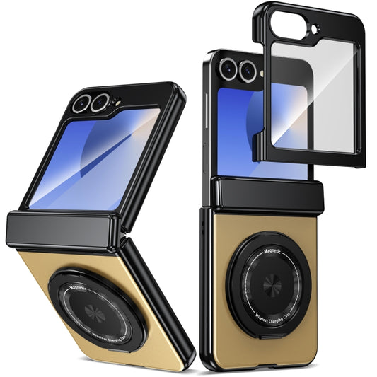For Samsung Galaxy Z Flip6 Gold Medal Rotating Folding Series Ring Holder Phone Case(Gold) - Galaxy Z Flip6 5G Cases by buy2fix | Online Shopping UK | buy2fix