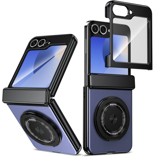 For Samsung Galaxy Z Flip6 Gold Medal Rotating Folding Series Ring Holder Phone Case(Blue) - Galaxy Z Flip6 5G Cases by buy2fix | Online Shopping UK | buy2fix