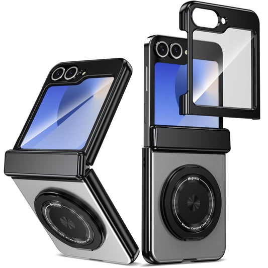 For Samsung Galaxy Z Flip6 Gold Medal Rotating Folding Series Ring Holder Phone Case(Silver) - Galaxy Z Flip6 5G Cases by buy2fix | Online Shopping UK | buy2fix