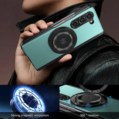 For Samsung Galaxy Z Fold5 Gold Medal Rotating Folding Series Ring Holder Phone Case(Royal Blue) - Galaxy Z Fold5 Cases by buy2fix | Online Shopping UK | buy2fix