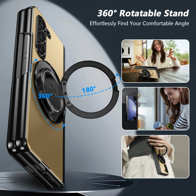 For Samsung Galaxy Z Fold5 Gold Medal Rotating Folding Series Ring Holder Phone Case(Gold) - Galaxy Z Fold5 Cases by buy2fix | Online Shopping UK | buy2fix