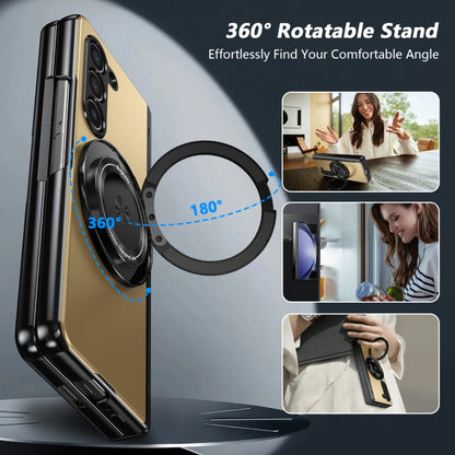 For Samsung Galaxy Z Fold5 Gold Medal Rotating Folding Series Ring Holder Phone Case(Gold) - Galaxy Z Fold5 Cases by buy2fix | Online Shopping UK | buy2fix