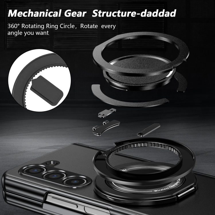 For Samsung Galaxy Z Fold5 Gold Medal Rotating Folding Series Ring Holder Phone Case(Black) - Galaxy Z Fold5 Cases by buy2fix | Online Shopping UK | buy2fix