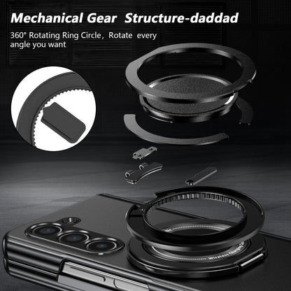 For Samsung Galaxy Z Fold5 Gold Medal Rotating Folding Series Ring Holder Phone Case(Black) - Galaxy Z Fold5 Cases by buy2fix | Online Shopping UK | buy2fix