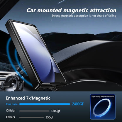 For Samsung Galaxy Z Fold5 Gold Medal Rotating Folding Series Ring Holder Phone Case(Black) - Galaxy Z Fold5 Cases by buy2fix | Online Shopping UK | buy2fix