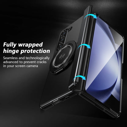 For Samsung Galaxy Z Fold5 Gold Medal Rotating Folding Series Ring Holder Phone Case(Black) - Galaxy Z Fold5 Cases by buy2fix | Online Shopping UK | buy2fix