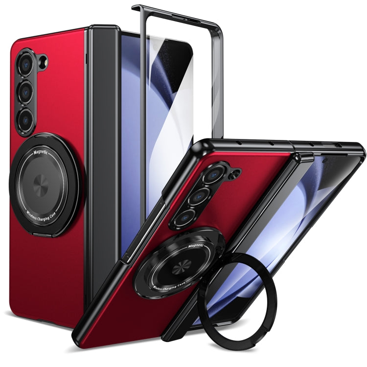 For Samsung Galaxy Z Fold5 Gold Medal Rotating Folding Series Ring Holder Phone Case(Red) - Galaxy Z Fold5 Cases by buy2fix | Online Shopping UK | buy2fix