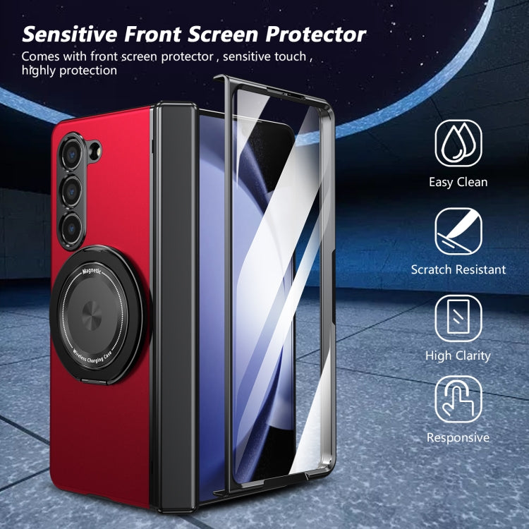 For Samsung Galaxy Z Fold5 Gold Medal Rotating Folding Series Ring Holder Phone Case(Red) - Galaxy Z Fold5 Cases by buy2fix | Online Shopping UK | buy2fix