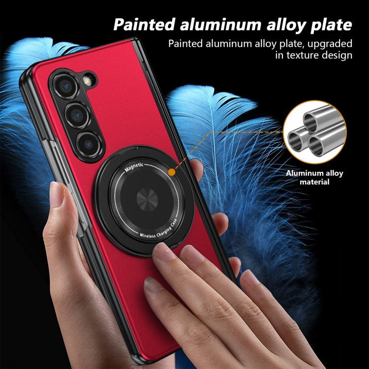 For Samsung Galaxy Z Fold5 Gold Medal Rotating Folding Series Ring Holder Phone Case(Red) - Galaxy Z Fold5 Cases by buy2fix | Online Shopping UK | buy2fix