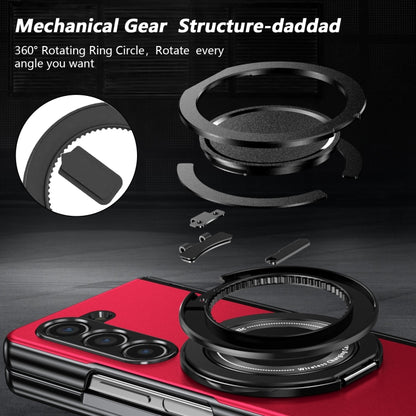 For Samsung Galaxy Z Fold5 Gold Medal Rotating Folding Series Ring Holder Phone Case(Red) - Galaxy Z Fold5 Cases by buy2fix | Online Shopping UK | buy2fix