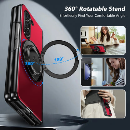 For Samsung Galaxy Z Fold5 Gold Medal Rotating Folding Series Ring Holder Phone Case(Red) - Galaxy Z Fold5 Cases by buy2fix | Online Shopping UK | buy2fix