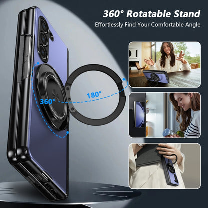 For Samsung Galaxy Z Fold5 Gold Medal Rotating Folding Series Ring Holder Phone Case(Blue) - Galaxy Z Fold5 Cases by buy2fix | Online Shopping UK | buy2fix