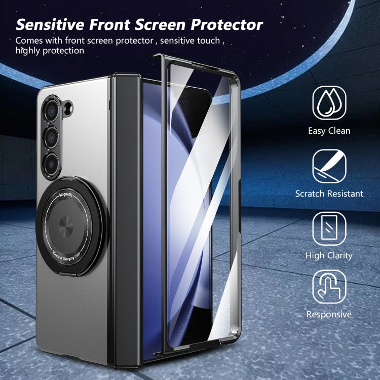 For Samsung Galaxy Z Fold5 Gold Medal Rotating Folding Series Ring Holder Phone Case(Silver) - Galaxy Z Fold5 Cases by buy2fix | Online Shopping UK | buy2fix