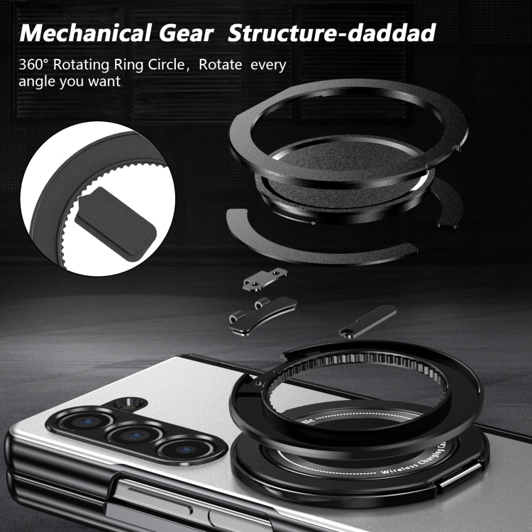 For Samsung Galaxy Z Fold5 Gold Medal Rotating Folding Series Ring Holder Phone Case(Silver) - Galaxy Z Fold5 Cases by buy2fix | Online Shopping UK | buy2fix