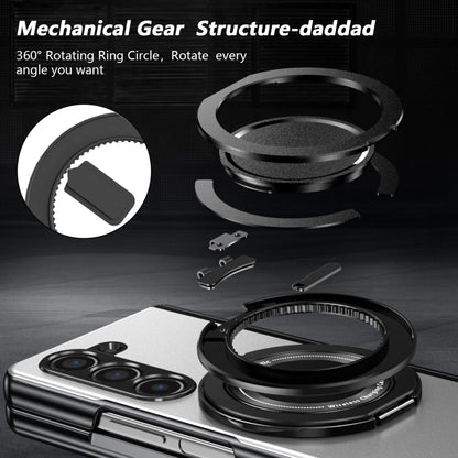 For Samsung Galaxy Z Fold5 Gold Medal Rotating Folding Series Ring Holder Phone Case(Silver) - Galaxy Z Fold5 Cases by buy2fix | Online Shopping UK | buy2fix