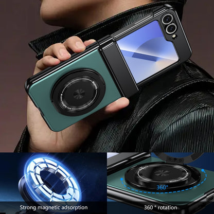 For Samsung Galaxy Z Flip5 Gold Medal Rotating Folding Series Ring Holder Phone Case(Royal Blue) - Galaxy Z Flip5 Cases by buy2fix | Online Shopping UK | buy2fix