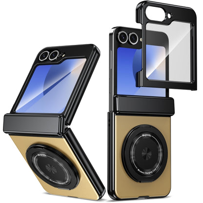 For Samsung Galaxy Z Flip5 Gold Medal Rotating Folding Series Ring Holder Phone Case(Gold) - Galaxy Z Flip5 Cases by buy2fix | Online Shopping UK | buy2fix