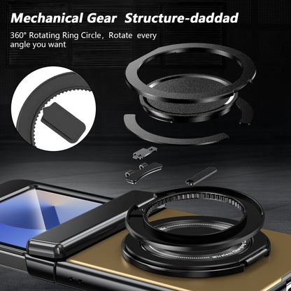 For Samsung Galaxy Z Flip5 Gold Medal Rotating Folding Series Ring Holder Phone Case(Gold) - Galaxy Z Flip5 Cases by buy2fix | Online Shopping UK | buy2fix