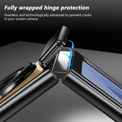 For Samsung Galaxy Z Flip5 Gold Medal Rotating Folding Series Ring Holder Phone Case(Gold) - Galaxy Z Flip5 Cases by buy2fix | Online Shopping UK | buy2fix