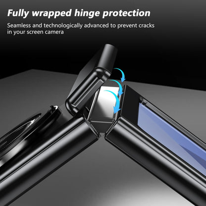 For Samsung Galaxy Z Flip5 Gold Medal Rotating Folding Series Ring Holder Phone Case(Black) - Galaxy Z Flip5 Cases by buy2fix | Online Shopping UK | buy2fix