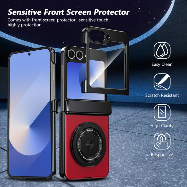 For Samsung Galaxy Z Flip5 Gold Medal Rotating Folding Series Ring Holder Phone Case(Red) - Galaxy Z Flip5 Cases by buy2fix | Online Shopping UK | buy2fix