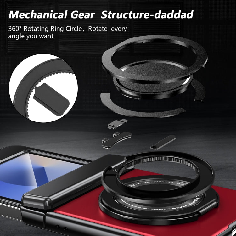 For Samsung Galaxy Z Flip5 Gold Medal Rotating Folding Series Ring Holder Phone Case(Red) - Galaxy Z Flip5 Cases by buy2fix | Online Shopping UK | buy2fix