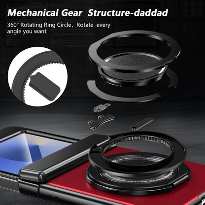 For Samsung Galaxy Z Flip5 Gold Medal Rotating Folding Series Ring Holder Phone Case(Red) - Galaxy Z Flip5 Cases by buy2fix | Online Shopping UK | buy2fix