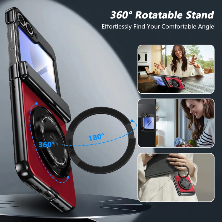 For Samsung Galaxy Z Flip5 Gold Medal Rotating Folding Series Ring Holder Phone Case(Red) - Galaxy Z Flip5 Cases by buy2fix | Online Shopping UK | buy2fix