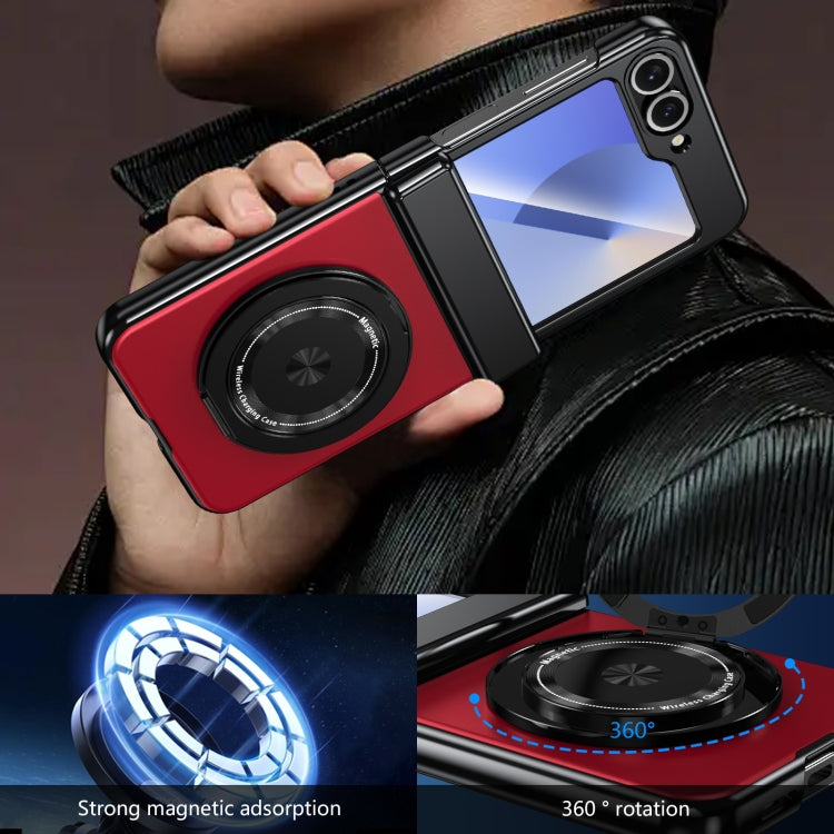 For Samsung Galaxy Z Flip5 Gold Medal Rotating Folding Series Ring Holder Phone Case(Red) - Galaxy Z Flip5 Cases by buy2fix | Online Shopping UK | buy2fix