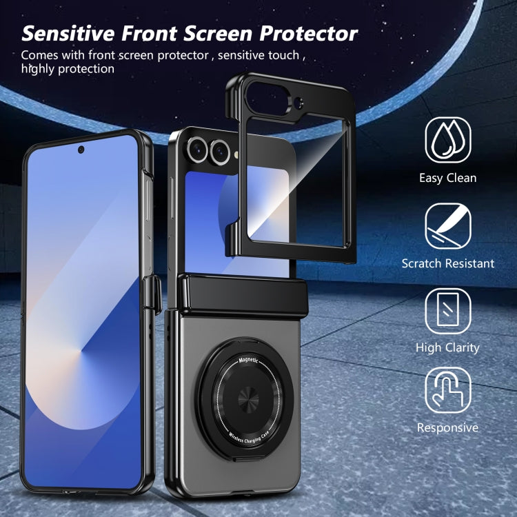 For Samsung Galaxy Z Flip5 Gold Medal Rotating Folding Series Ring Holder Phone Case(Silver) - Galaxy Z Flip5 Cases by buy2fix | Online Shopping UK | buy2fix