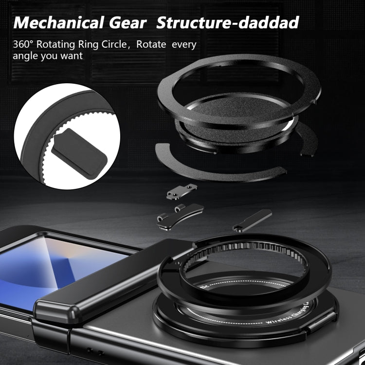 For Samsung Galaxy Z Flip5 Gold Medal Rotating Folding Series Ring Holder Phone Case(Silver) - Galaxy Z Flip5 Cases by buy2fix | Online Shopping UK | buy2fix